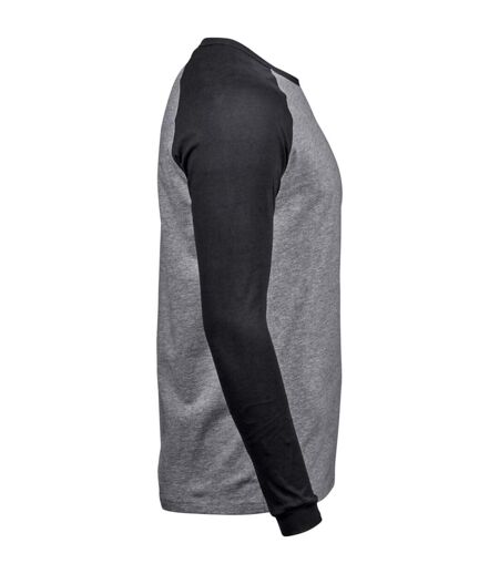 Tee Jay Mens Heather Baseball T-Shirt (Heather Grey/Black) - UTBC5218