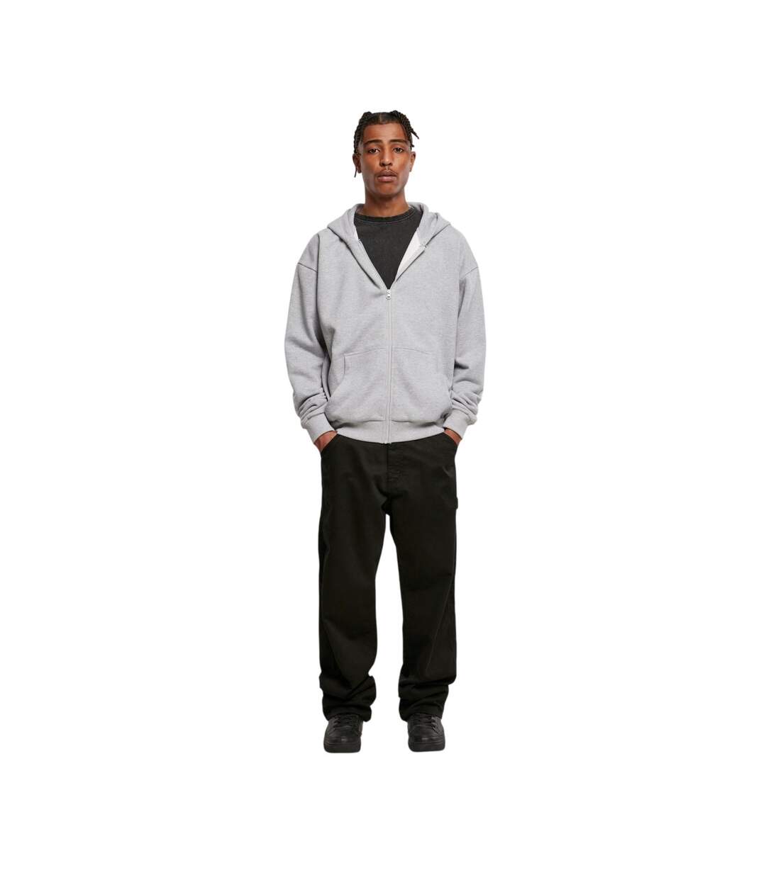Veste À Capuche Homme Gris Chiné Build Your Brand-1