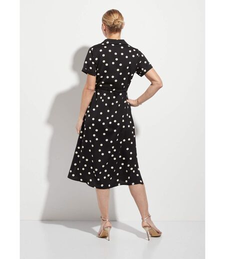 Robe chemisier à pois longue à ceinturer
