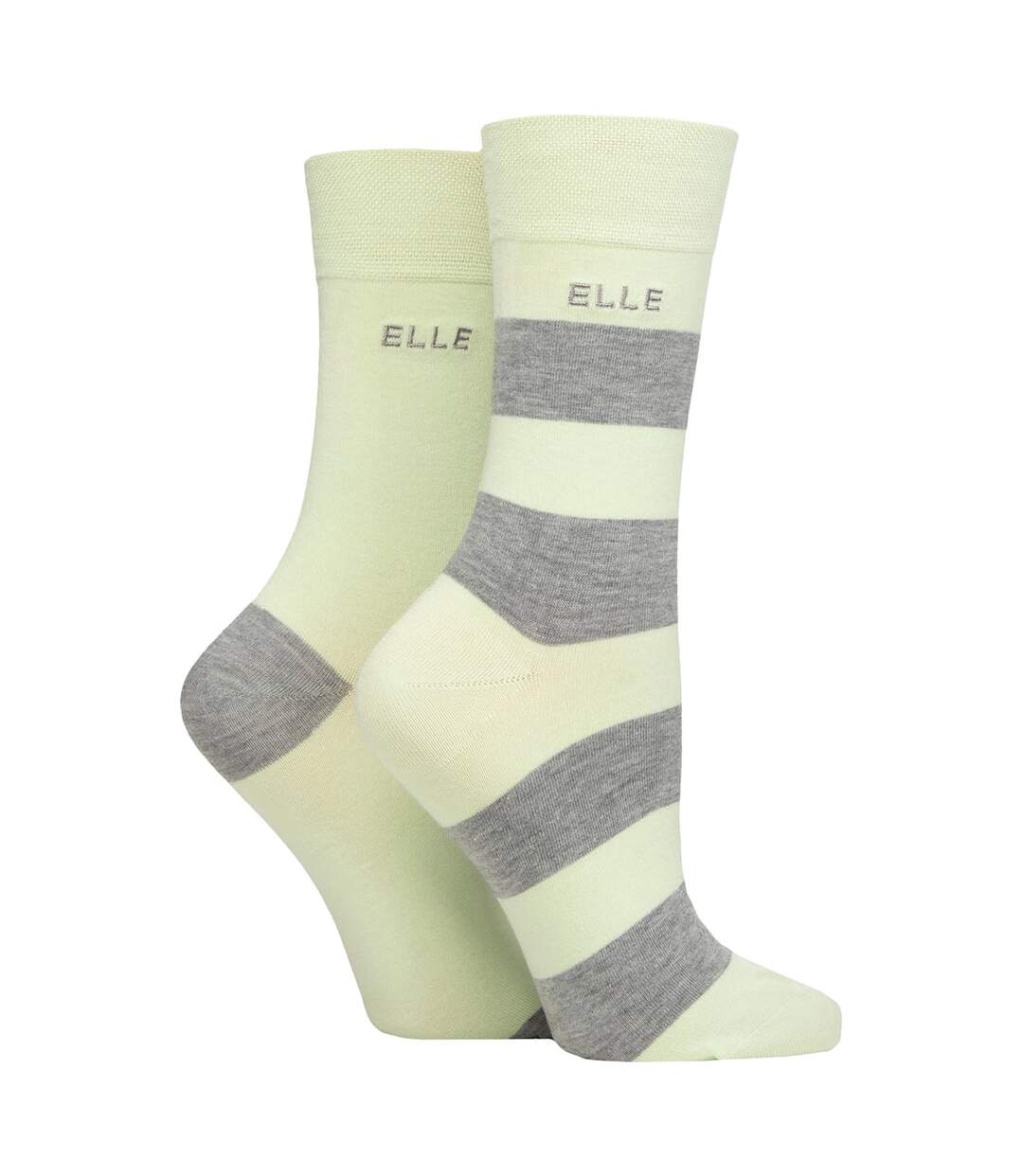 2 Pack Ladies Striped and Plain Bamboo Socks - Soft Breathable Everyday Comfort-1