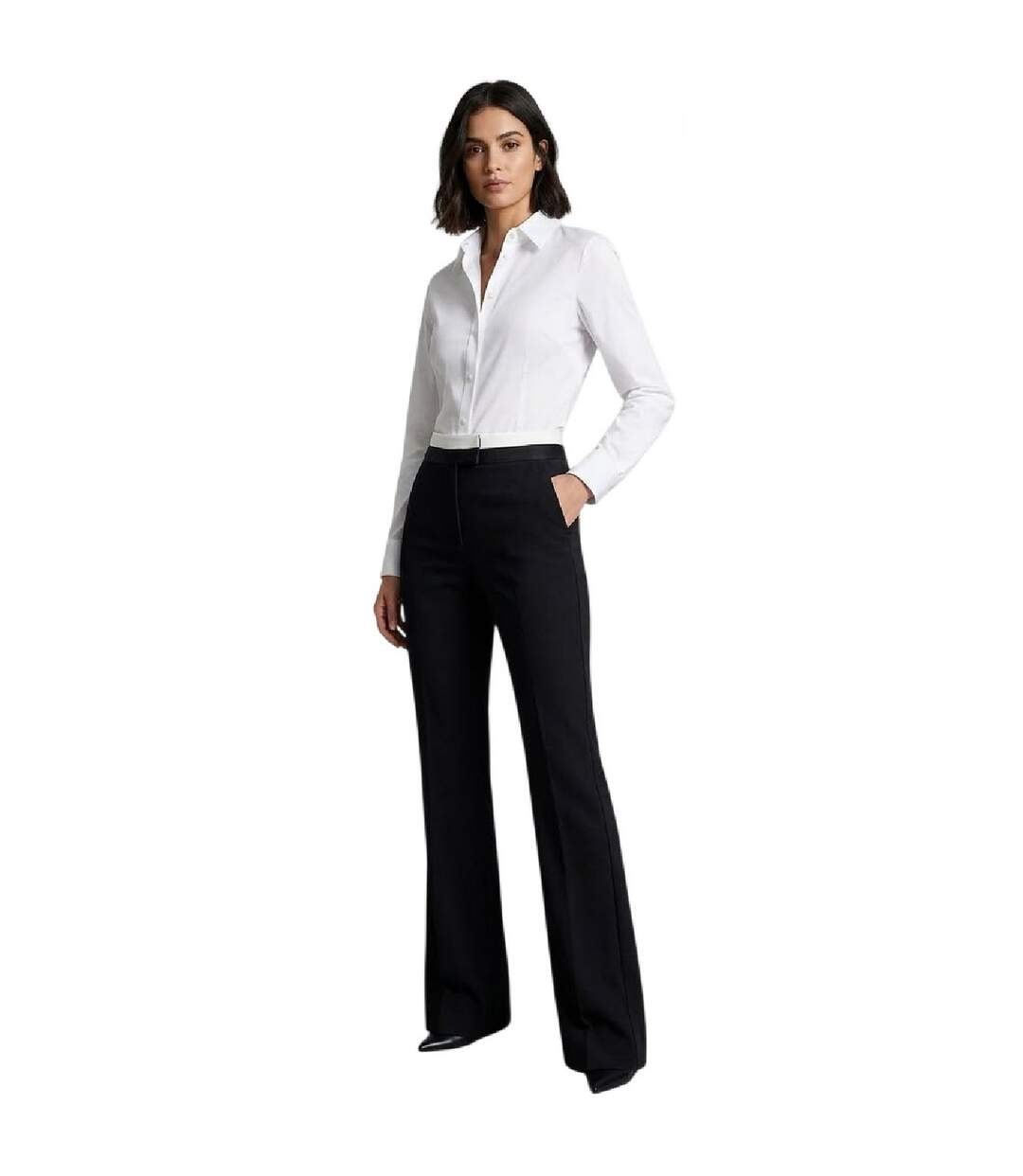 Pantalon De Smoking Motif/style Évasé Femme Noir Off White-4