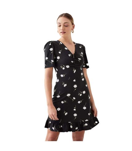 Dorothy Perkins Womens/Ladies Floral Ruched Front Tall Mini Dress (Black) - UTDP1898