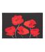 Tapis Déco Imprimé Coquelicots 50x80cm Noir & Rouge-1