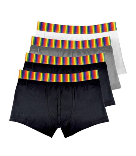 4 Pack Mens Cotton Novelty Striped Rainbow Boxer Shorts Underwear