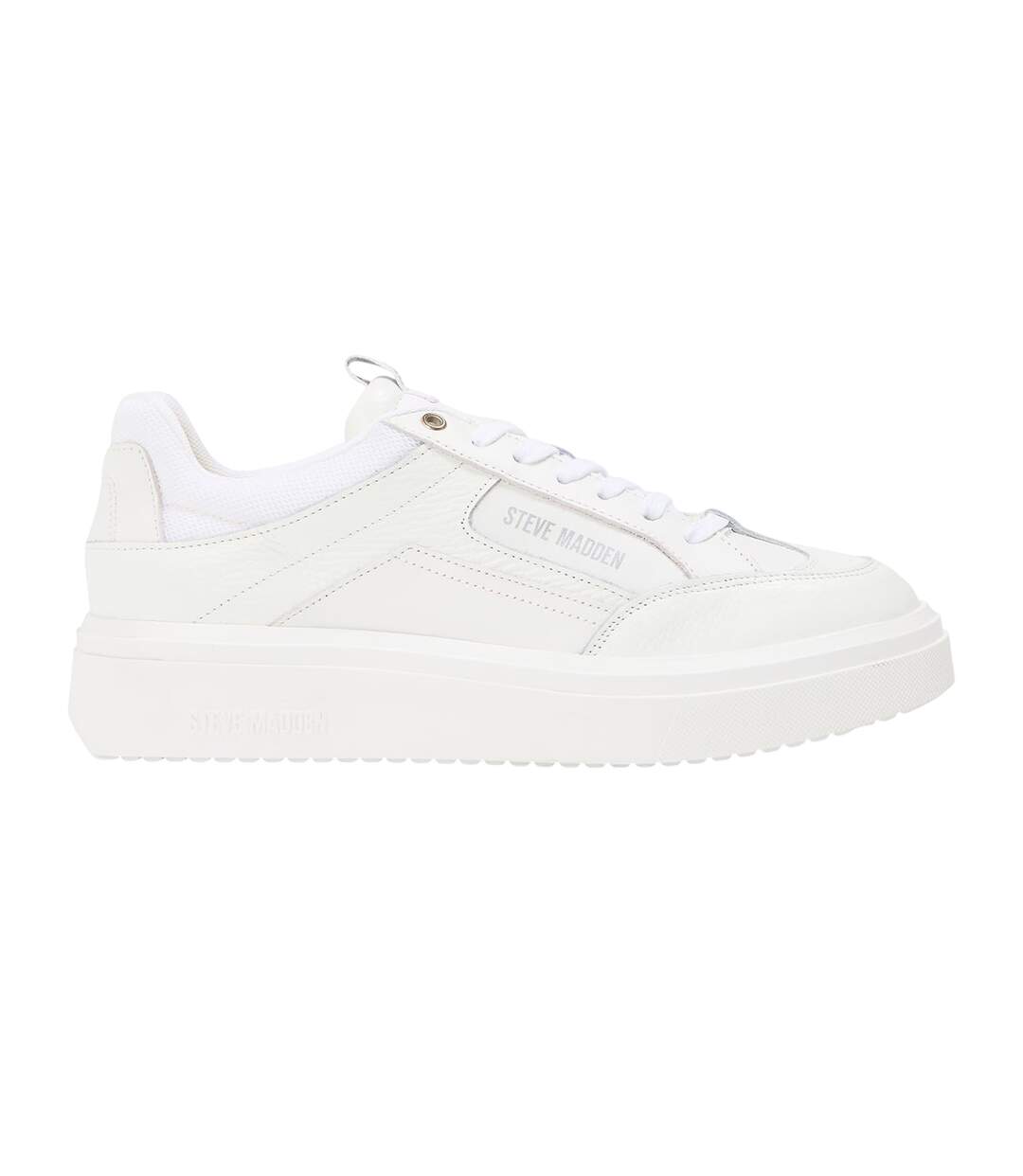 Mens Orlando Leather Trainers White Steve Madden-1