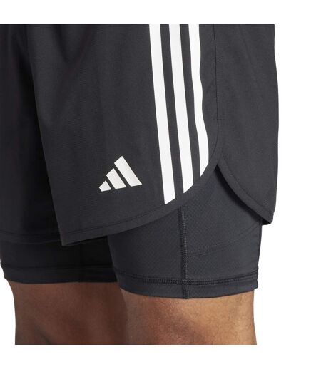 Mens Own The Run 3 Stripes 2 In 1 Running Shorts Black Adidas