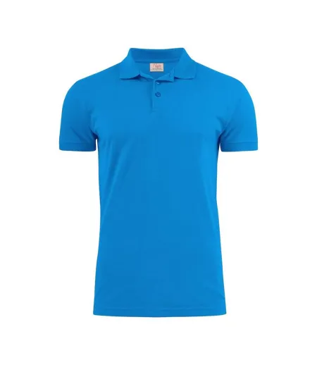 Mens Surf Stretch Polo Shirt Ocean Blue Printer