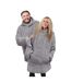 Unisex adult teddy fleece oversized hoodie grey Ribbon