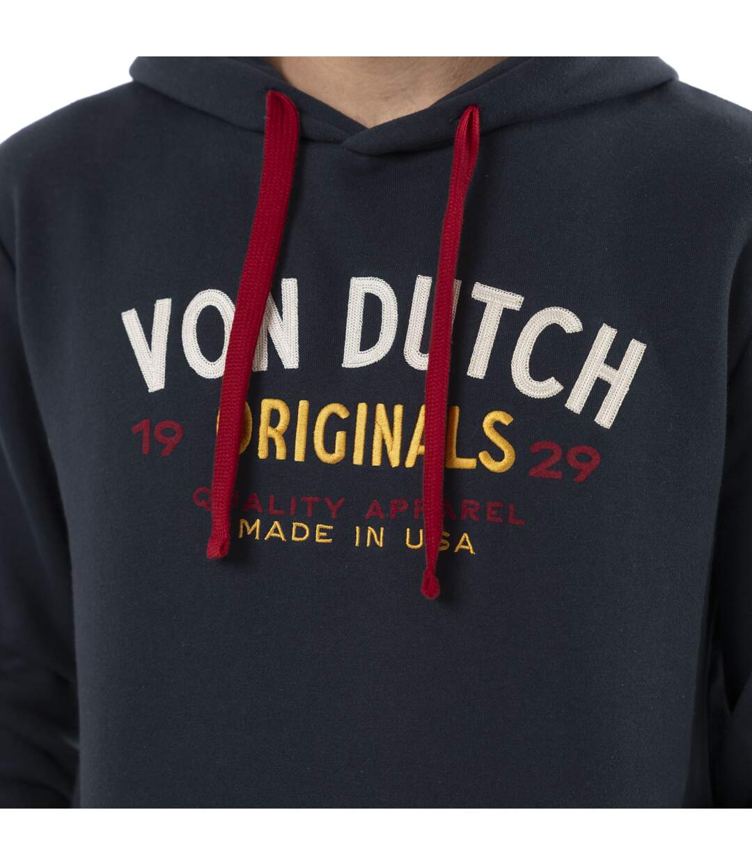 Sweat homme à capuche en molleton avec print logo devant brodé Vondutch-3