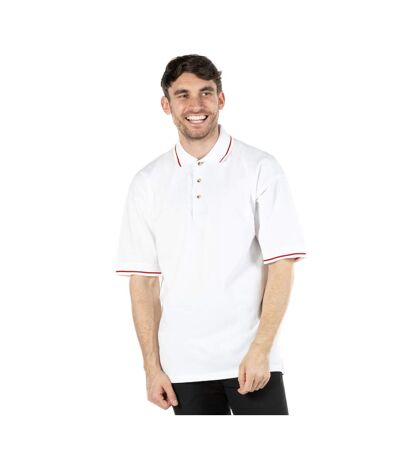 Polo À Manches Courtes  St. Mellion Pour Homme Blanc Rouge Vif Kustom Kit