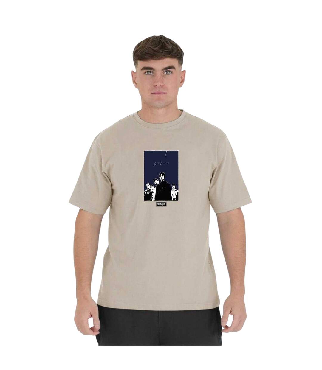 T-shirt Motif/style Imprimé Graphique Live Forever Adulte Bleu Marine Oasis-3