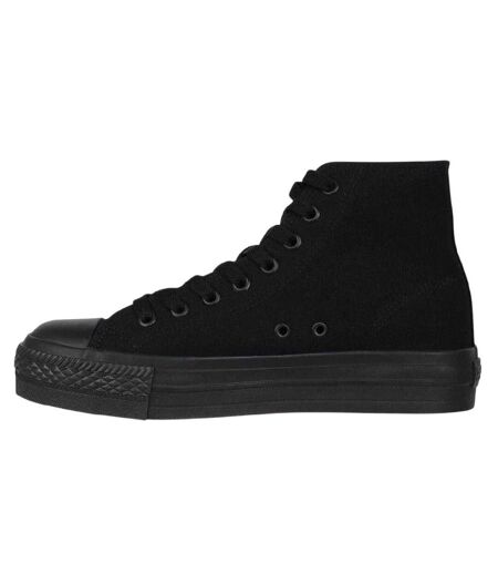 Womens/ladies Canvas High-top Platform High Top Trainers Black SoulCal