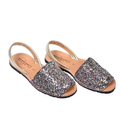 Sandale Nu Pieds Femme PREMIUM CUIR- Chaussure d'été Qualité et Confort - 550 GLITTER MULTICOLORE