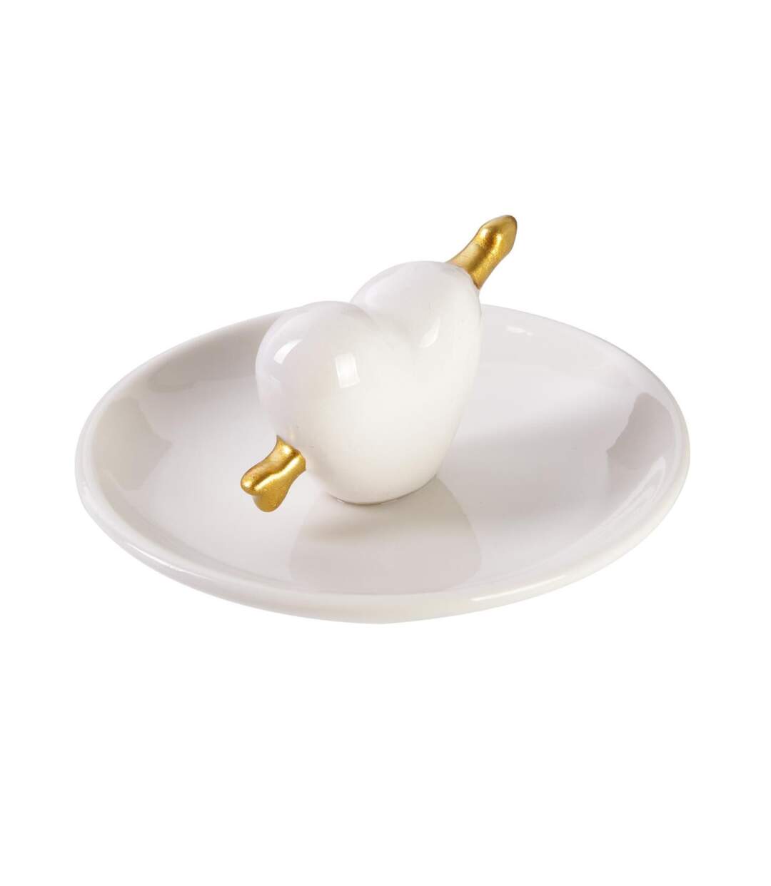 Porte Bijoux en Céramique Cœur 10cm Blanc-3