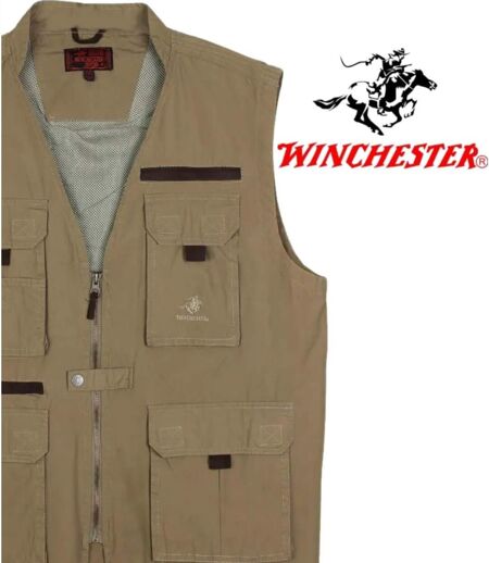 WINCHESTER WE1286 — Gilet sans manches marron : respirabilité en pur coton et praticité outdoor