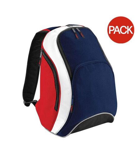 Lot de 2  Sac à dos 21 litres taille unique bleu marine/rouge/blanc Bagbase