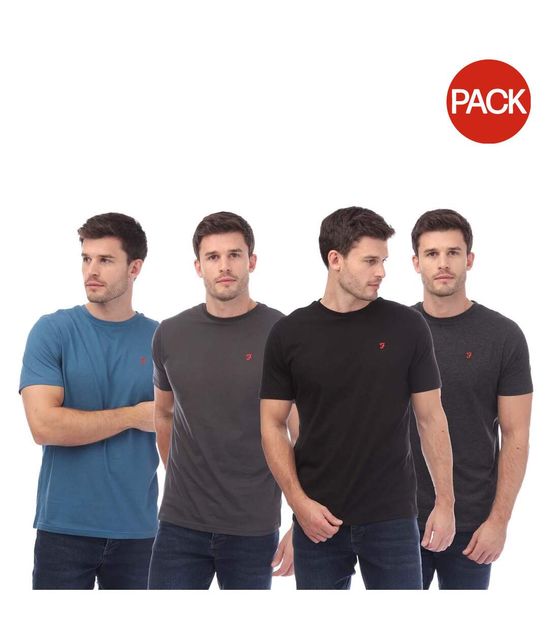T-shirts ryman homme noir / gris / bleu marine Farah-1