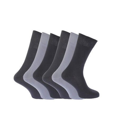 Lot de 6  Chaussettes unies 100% coton paires homme nuances de gris Floso