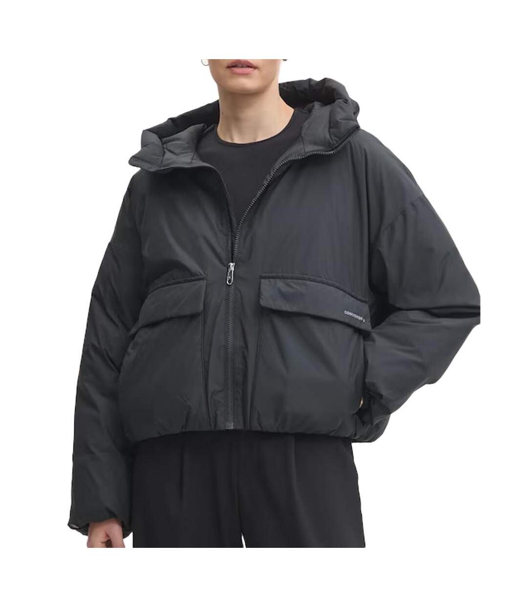 Doudoune noire femme converse synthetic puffer-1