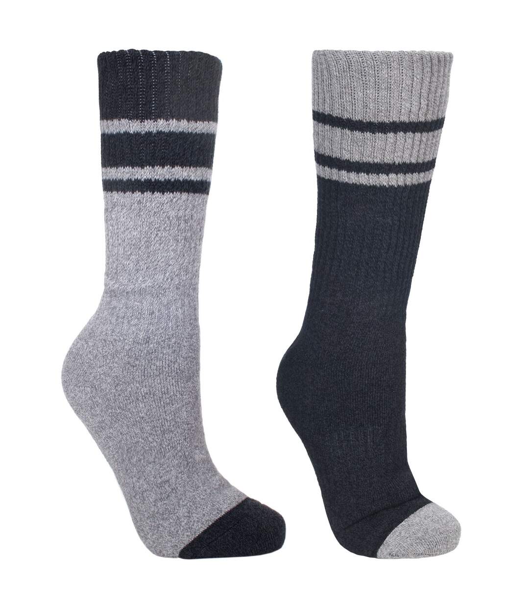 Lot de 2 paires de chaussettes de randonnée hitched homme noir/gris Trespass-1