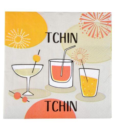 Lot de 20 Serviettes en Papier Tchin 33x33cm Taupe