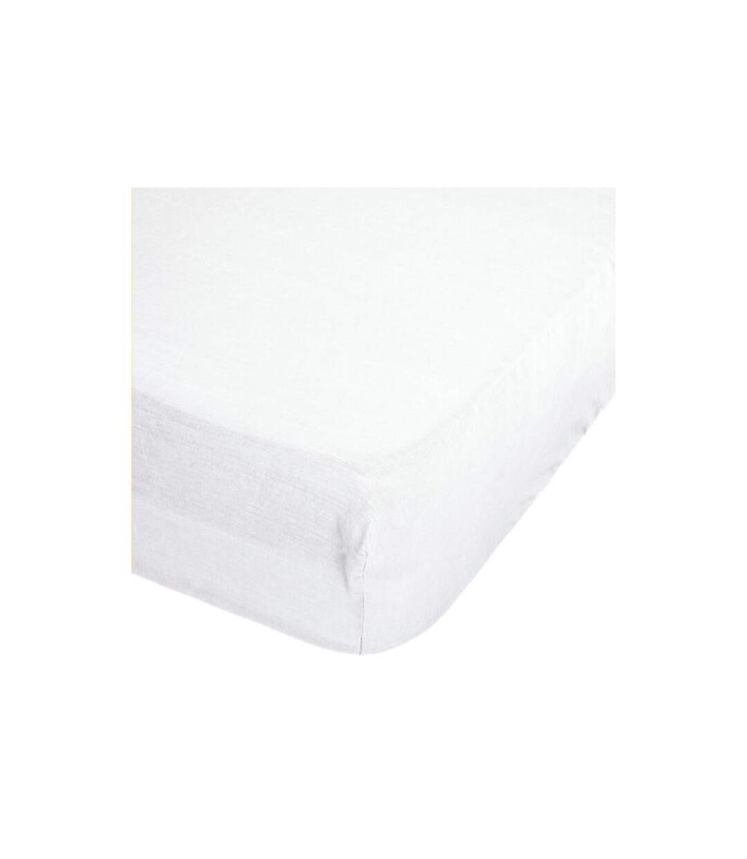 Drap Housse en Lin Adorable 160x200cm Blanc-1