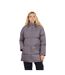 Womens/ladies Padded Long Length Hooded Jacket Charcoal Brave Soul-1