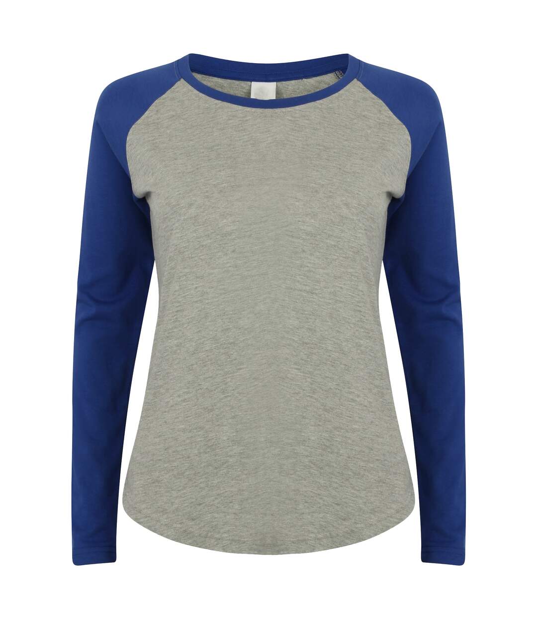 Skinni Fit - T-shirt à manches longues - Femme (Gris chiné/Bleu roi) - UTRW4731