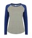 Skinni Fit - T-shirt à manches longues - Femme (Gris chiné/Bleu roi) - UTRW4731
