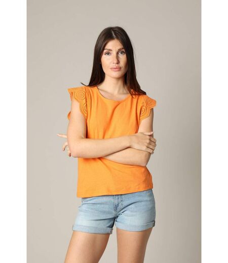 Blouse en coton et lin avec détails ajourés AZIANA