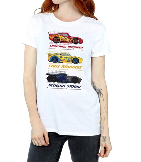 Disney Femme/Les femmes Cars Racer Profile Coton Boyfriend T-Shirt (Blanc) - UTBI16132