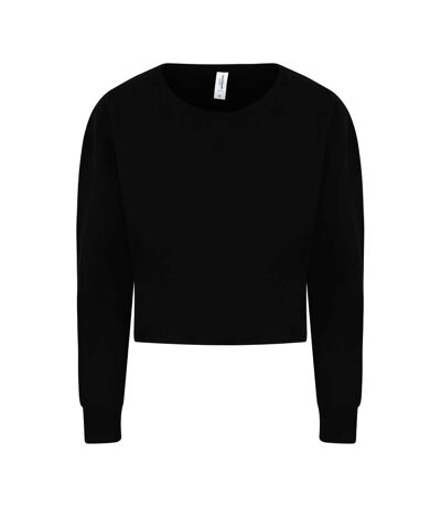 Hoods womens/ladies cropped sweatshirt deep black Awdis