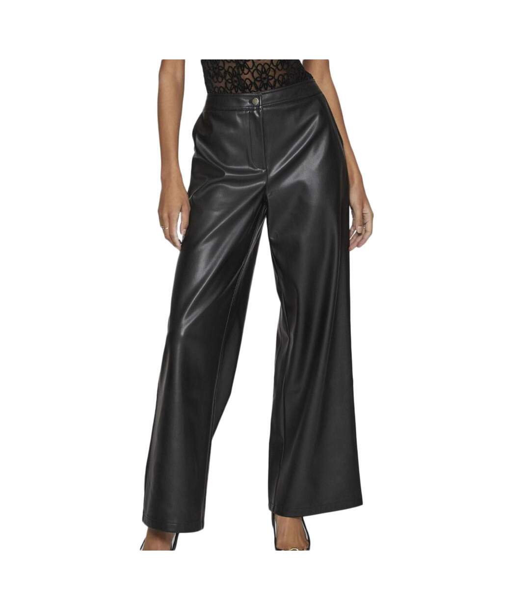 Pantalon Similicuir Noir Femme Vila Vielie Wide - 36