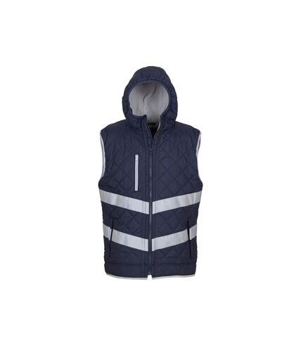 Yoko Unisex Adults Hi Vis Kensington Hooded Gilet (Navy)