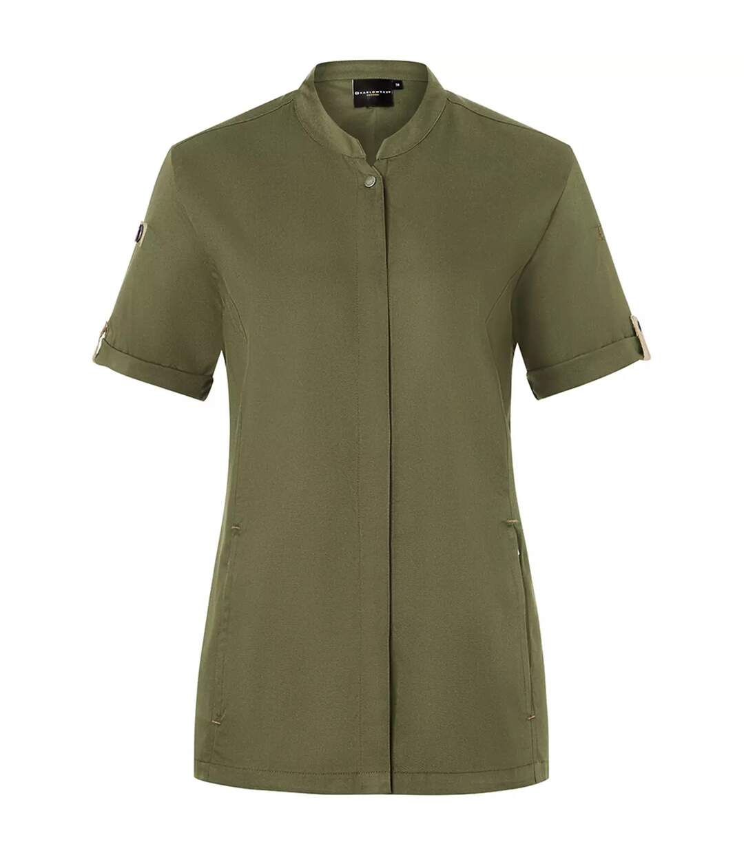 Womens/ladies Green-generation Short-sleeved Chef Jacket Moss Green Karlowsky-1