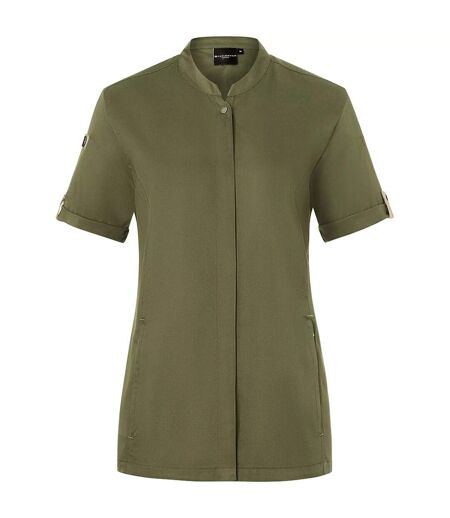 Womens/ladies Green-generation Short-sleeved Chef Jacket Moss Green Karlowsky