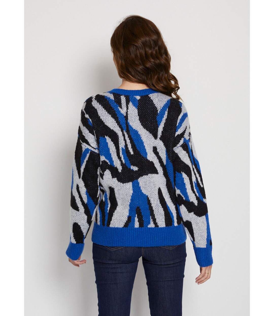 Pull doux jacquard maille poilue-2