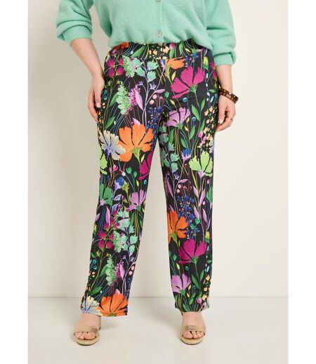 Pantalon fluide stretch, fleuri poétique