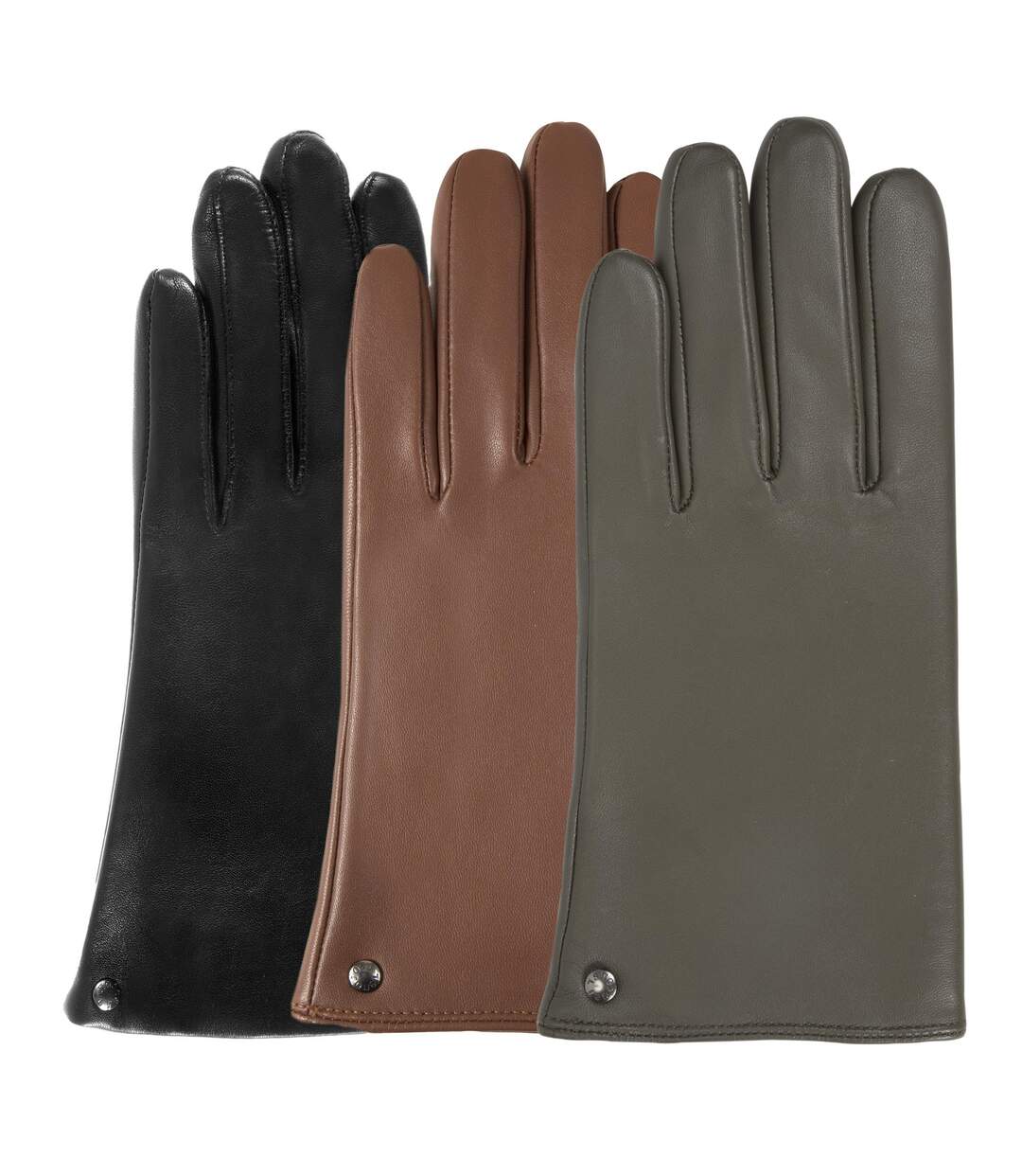 Isotoner Gants femme tactiles en cuir d'agneau - doublés micro fausse fourrure-2