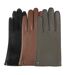 Isotoner Gants femme tactiles en cuir d'agneau - doublés micro fausse fourrure-2