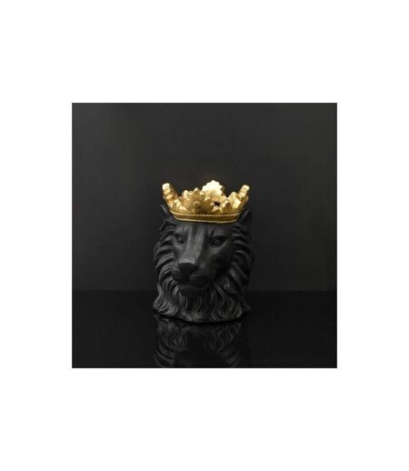 Cache-Pot Tête de Lion Couronne 39cm Noir