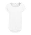 T-shirt manches courtes long décontracté - femme - BY036 - blanc