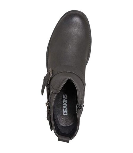 Mens Chad Low Block Heel Motorcycle Boots Black Nicholas Deakins