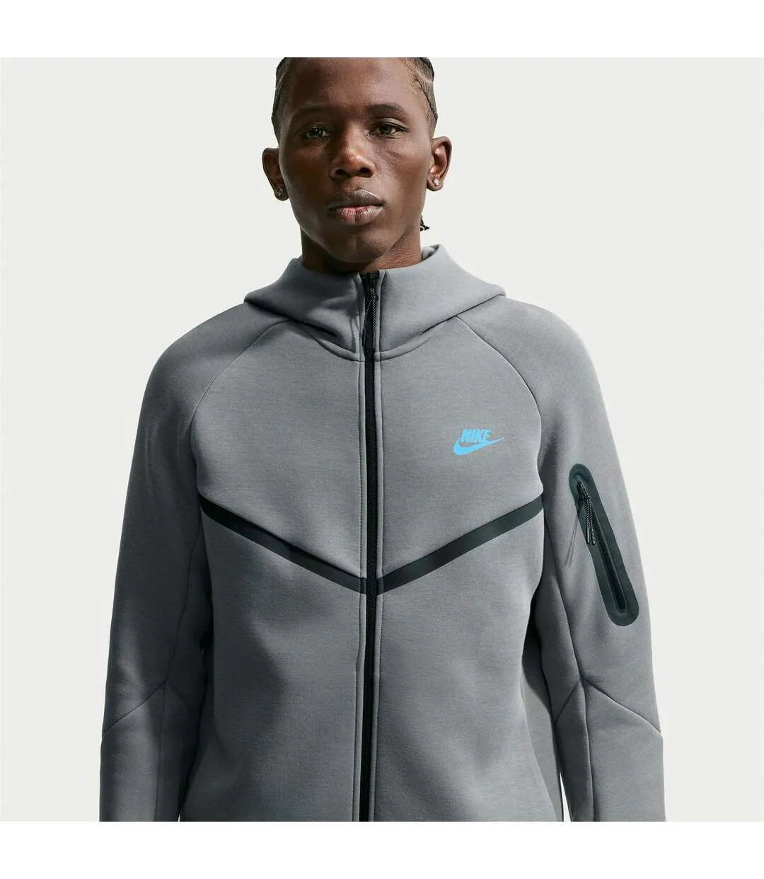 Veste À Capuche Motif/style Chevron Tech Homme Gris Nike-1