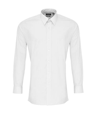 Chemise de travail en popeline à manches longues et coupe ajustée homme blanc Premier