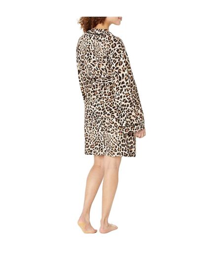 Womens/ladies Leopard Print Kimono Dressing Gown Multicoloured Hugo