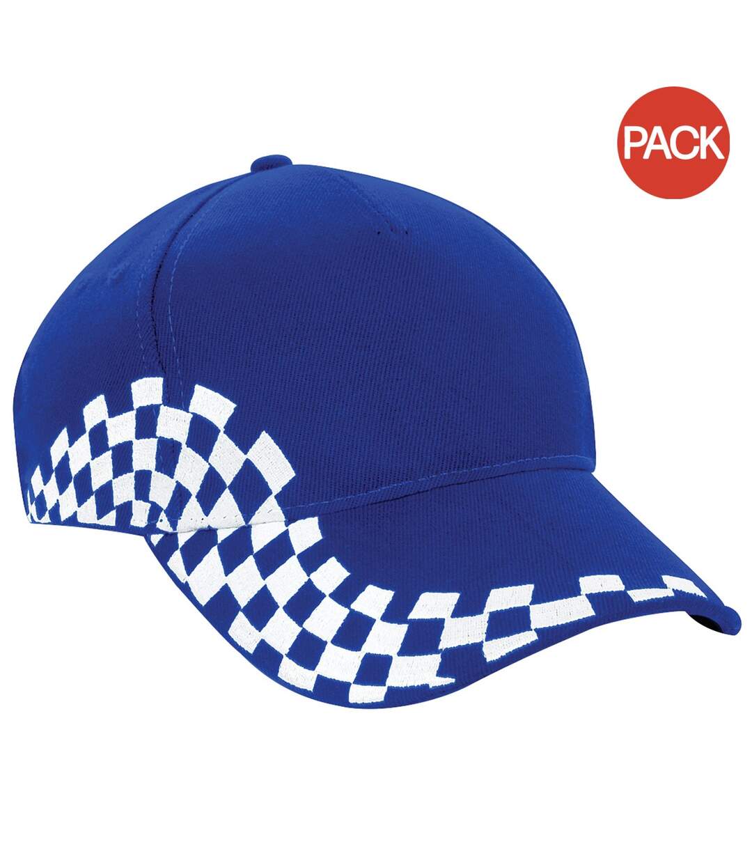 Lot de 2  casquettes à carreaux adulte bleu roi vif Beechfield-1