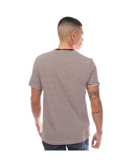 Mens Fine Stripe Short-sleeved T-shirt Oxblood Fred Perry