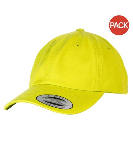 Lot de 2  casquettes de baseball adulte vert citron Yupoong