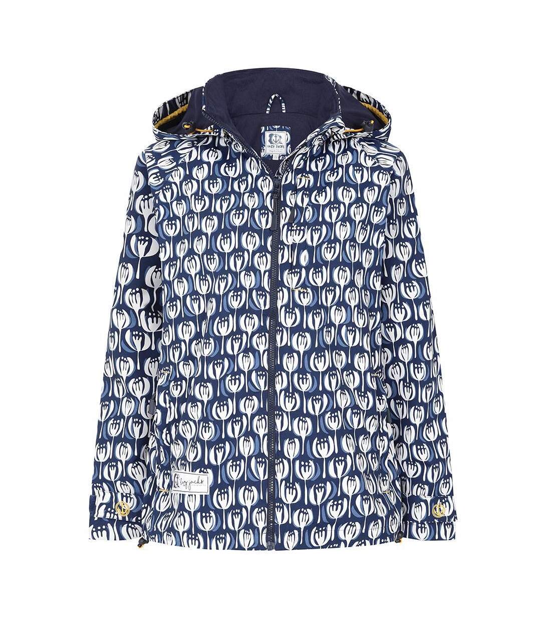 Womens/ladies Pod Waterproof Jacket Navy White Lazy Jacks-1